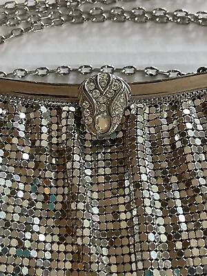 Vintage WHITING And DAVIS MESH Purse Numbered 2940 Gorgeous CRYSTAL Clasp USA • $99