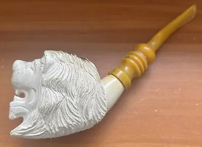 Hand Carved Lion MEERSCHAUM Pipe Made In Turkey • $20