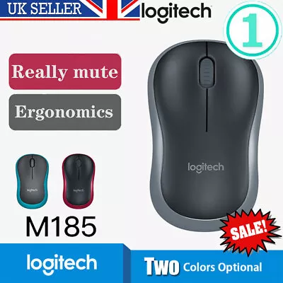 £1.99 • Buy Logitech M185 Wireless Optical Mouse + USB Receiver Fit Compact PC Laptop Mouse❤