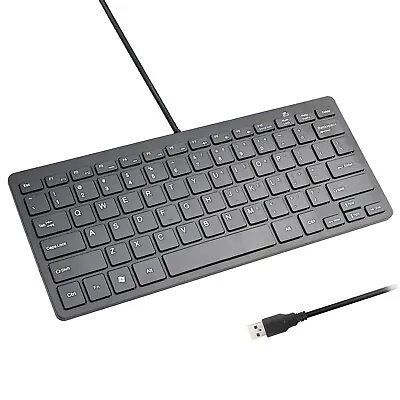 Ultra Thin Mini USB Wired Compact Keyboard For PC Mac Laptop 78 Key Silver Black • $22.99