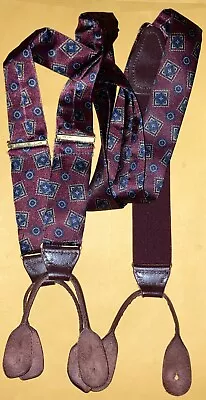 Vintage Men’s Suspenders Braces! Maroon & PatternDesign! Classy & Sophisticated! • $38