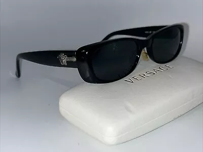 Versace Mod 435/B 451/450 55[]17 130 Sunglasses Black Silver Medusa Head Wrap • $124.99