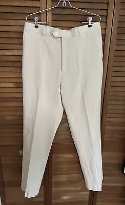 Alan Flusser Men’s Size Tan Striped Seersucker Pants 36 X 32 • $18.50