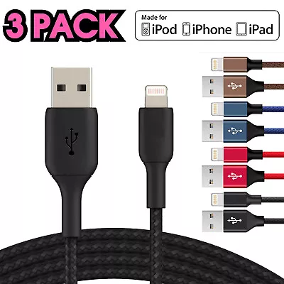 Fast Charger Sync USB Cable For Apple IPhone 5 6 7 8 X XS XR 11 12 13 Pro IPad • £4.90