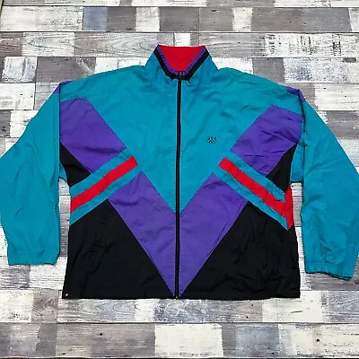 Vintage USA Olympics Colour Block Full Zip Windbreaker Track Jacket Size XL • £9.95