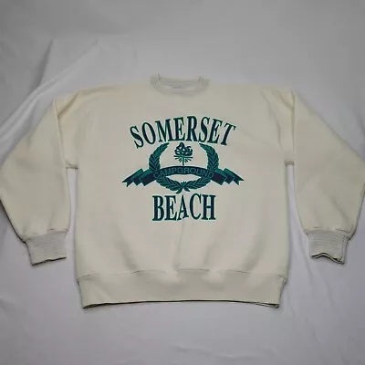 Vintage 80s 90s Sweatshirt Velva Sheen Made In USA VTG Size L Somerset Beach • $20.99