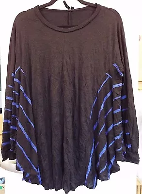 Yong Kim Stripe Top Black Royal Navy Size 10 Rrp £85 • £22