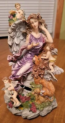 Vintage Large Angel Music Box Figurine Statue Ring Holder Fantasy Religious • $16