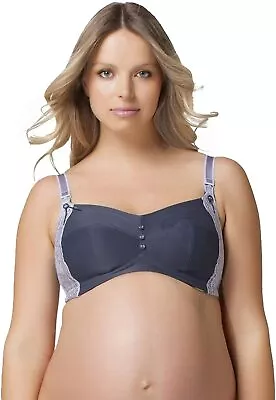 Cake Maternity Women's Sorbet Wireless Lace Nursing Bra Slate 34D UK/ 34D US • £18.99