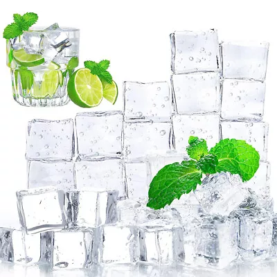 10 Pcs 20mm / 25mm Clear Fake Ice Cubes Reusable Acrylic Decorative Ice Cubes • £9.23