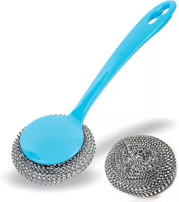 Non Scratch Scourers Stainless Steel Pan Scrubber Heavy Duty Washing Up With Pad • £7.63