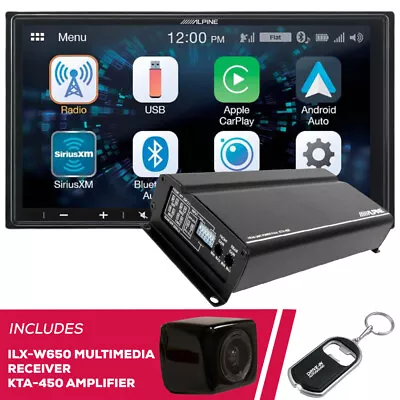 Alpine ILX-W650 7  Multimedia Receiver And KTA-450 Amplifier And Back-Up Camera • $477.91