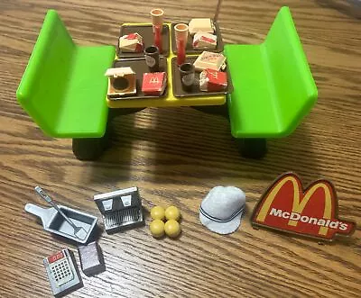 Vintage Mattel 1982 Barbie Loves McDonalds Playset Lot Bench Kitchen Sign & More • $39.99