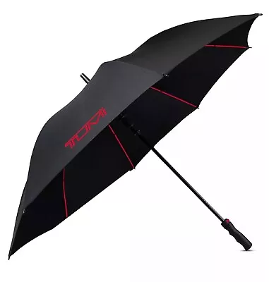 Tumi Black Stick Umbrella W/Red Logo & Protective Sleeve Cover New With Tags • $61.90