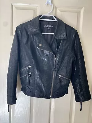 Size 8 Just Jeans Genuine Leather Black Biker Jacket • $19.99