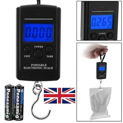£4.99 • Buy 40kg Portable Digital Fishing Scales & Batteries Weighing Hanging Travel Luggage