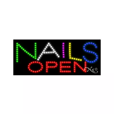 BRAND NEW “NAILS OPEN  27x11 SOLID & ANIMATED LED SIGN W/CUSTOM OPTIONS 20348 • $289