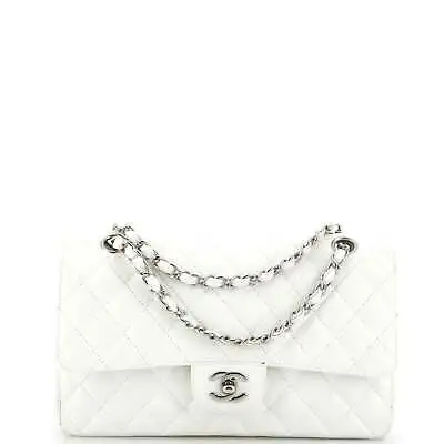 Chanel Vintage Classic Double Flap Bag Quilted Caviar Medium White • $5983.70