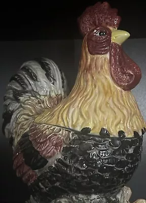 VINTAGE POTTERY ROOSTER COOKIE JAR .13” New Conditions • $28