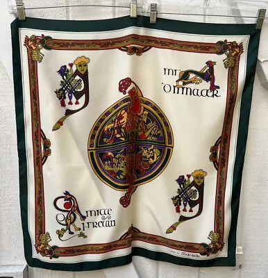 New $35 Women's Irish Celtic Gaelic Square Scarf The Book Of Kells 27x27 F10 • $19.95