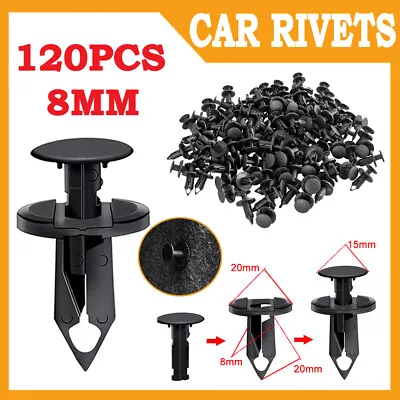 120PCS 8mm Bumper Clips Auto Car Hole Retainer Rivets Fastener Fender Push Pin • $6.91