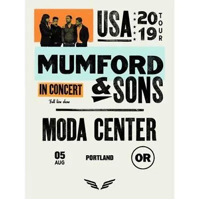 Mumford & Sons - 2019 Poster Portland OR Moda Center Delta Tour • $161