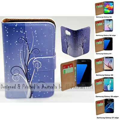 $13.98 • Buy For Samsung Galaxy Series Blue Swirl Theme Print Wallet Mobile Phone Case Cover
