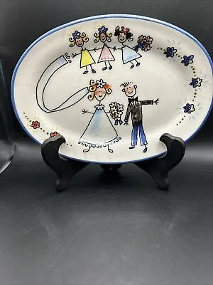 Spose By BruneIli Italy Wedding Plate Trinket Dish Plate Art Pottery 5.5  X 8 • $3.99