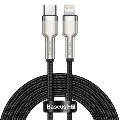 $14.95 • Buy Baseus Metal Cable USB-C To Lightning PD 20W 2 Metre - Black