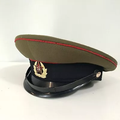 £15.50 • Buy Vintage Officers Dress Hat USSR Soviet Union Russian Dress Cap Green Black 1990s