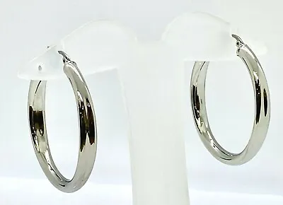 QVC Steel By Design Stainless Steel Round Hoop Earrings Silvertone • $24.99