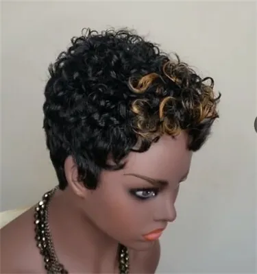 Pixie Cut Short Wave Wigs Black Brown Layered Fashion Party Wigs For Black Women • $16.73