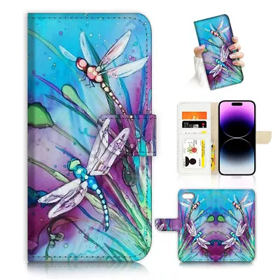 ( For IPod Touch 5 6 7 ) Wallet Flip Case Cover AJ26023 Blue Dragonfly • $16.99