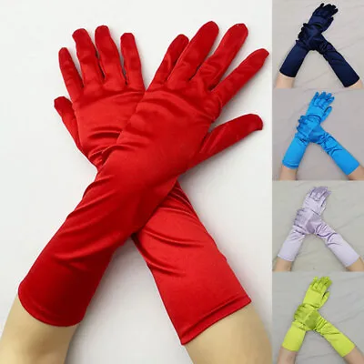 Ladies Long Opera Evening Satin Finger Gloves Party Dress Prom Us • $4.87