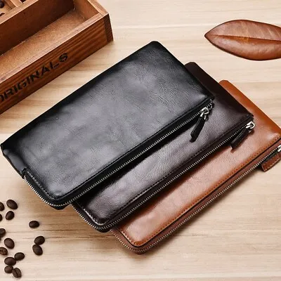 New Men's Long Wallet Korean Youth Zipper Phone Bag Ultra Thin Leather Clip Wome • $2.99