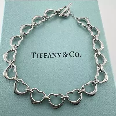 TIFFANY & Co. Elsa Peretti Open Heart Link Toggle Bracelet SV925 No Box • $368.67