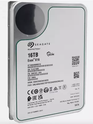 Seagate ST16000NM001G 16TB Exos X16 6Gb 3.5 SATA Enterprise Hard Drive HDD NAS • £159.95