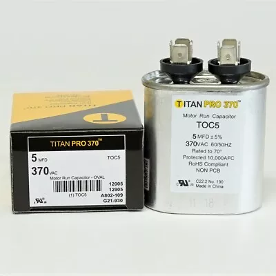 TitanPro TOC5 HVAC Oval Motor Run Capacitor. 5 MFD/UF 370 Volts • $6.70