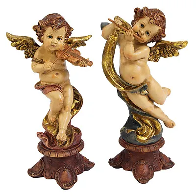 Baby Angel Cherubs Baroque Style Ornate Musical Putti Heavenly Choir Statues • $75.23