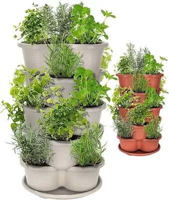 Stackable Planter Vertical Oasis Tiered Garden Planter Grow Vegetables Herbs • $35.99