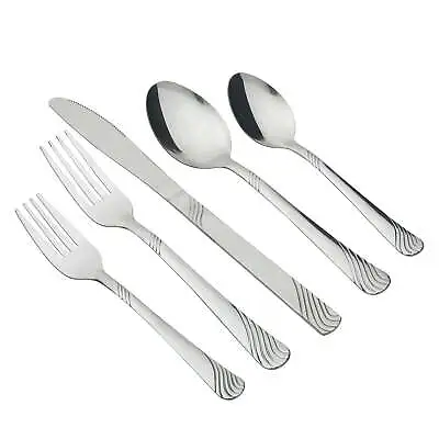 Swirl 49 Piece Stainless Steel Flatware And Organizer Tray Set Service For 8 • $11.66