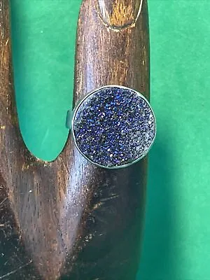 Ladies Sterling Silver Druzy Ring Blue Size R • £29.99