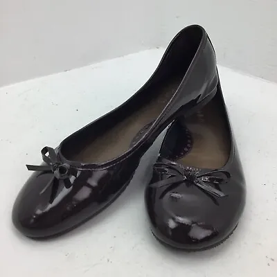 Michelle D Shoes Womens Size 10M Brown Ballet Gloss Flats Loafers Bow • $28.37