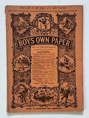 Boys Own Paper Part 189 - November 1894 - Louis Wain Illustration • £11.99