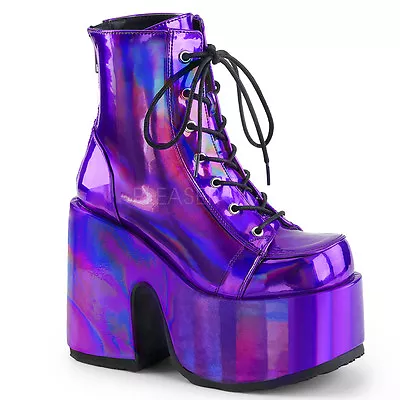 Purple Platform Boots Festival Rave Burning Man Gogo Dancer Shoes Demonia • $103.95