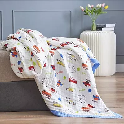 Cars Cute Muslin Blanket Reversible 100% Cotton 6 Layer Quilt Bed Blanket Sof... • $41.66