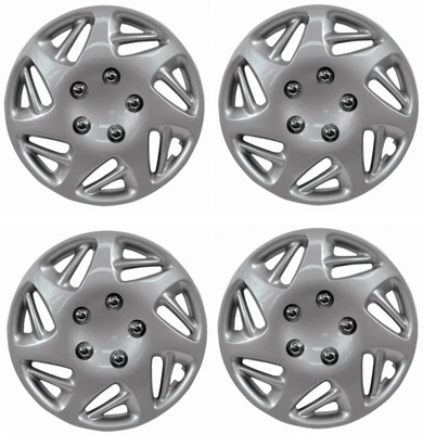 $58.88 • Buy 15  Premium Car Silver Wheel/Rim Hub Caps Covers W/Chrome Bolt Nuts - Set Of 4