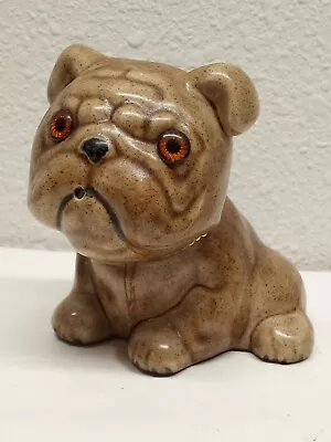 Vintage CERAMIC DOG FIGURINE BROWN BULL DOG • $12.99