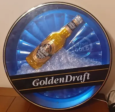 Vintage 1992 Michelob Golden Draft Round Corded Lighted Beer Sign 17” Diameter • $150
