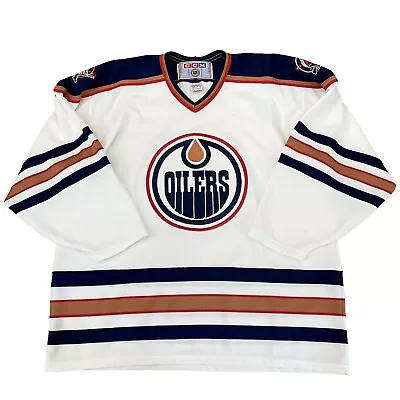 Vintage 90s CCM Jersey Edmonton Oilers White Sz 48 NHL Hockey • $300